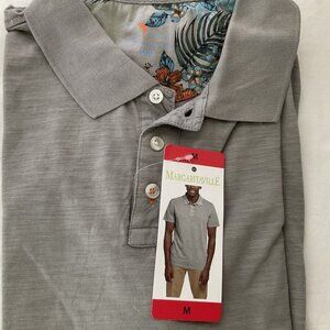 Margaritaville Shirt Sz Medium Gray Polo Short Sleeve Casual Mens Island Cotton